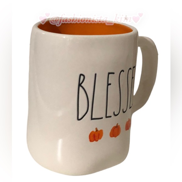 🛍️ Rae Dunn Blessed mug with pumpkin images and orange interior - Picture 3 of 6
